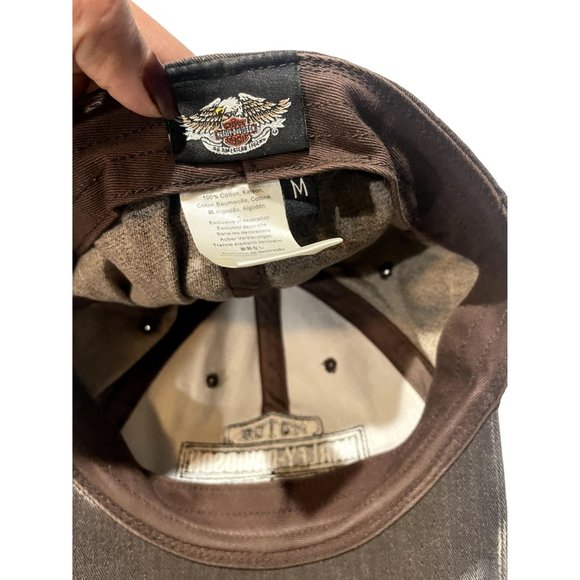 DISTRESSED HARLEY DAVIDSON BROWN HAT SIZE MEDIUM‎ | U1 - Picture 5 of 6